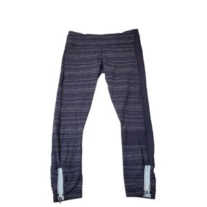 Lululemon Run The World 7/8 TightCyber Stripe Naval Blue Black Size 10